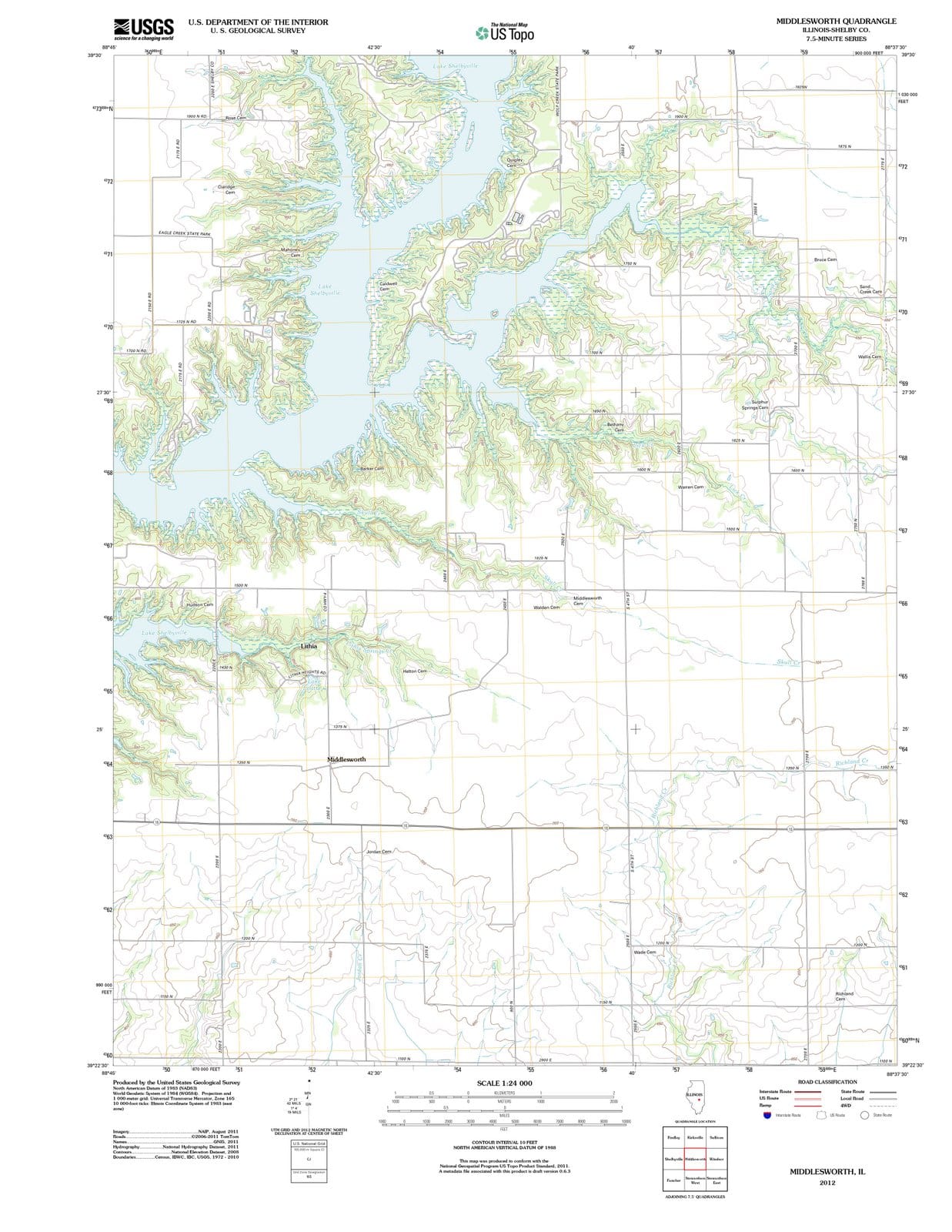 2012 Middlesworth, IL - Illinois - USGS Topographic Map