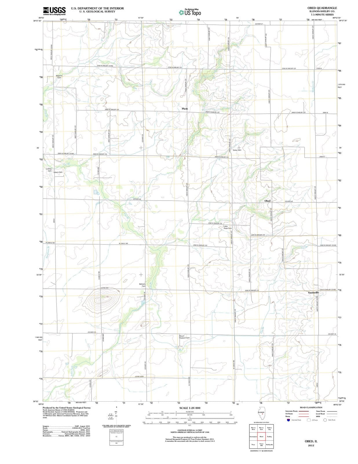 2012 Obed, IL - Illinois - USGS Topographic Map
