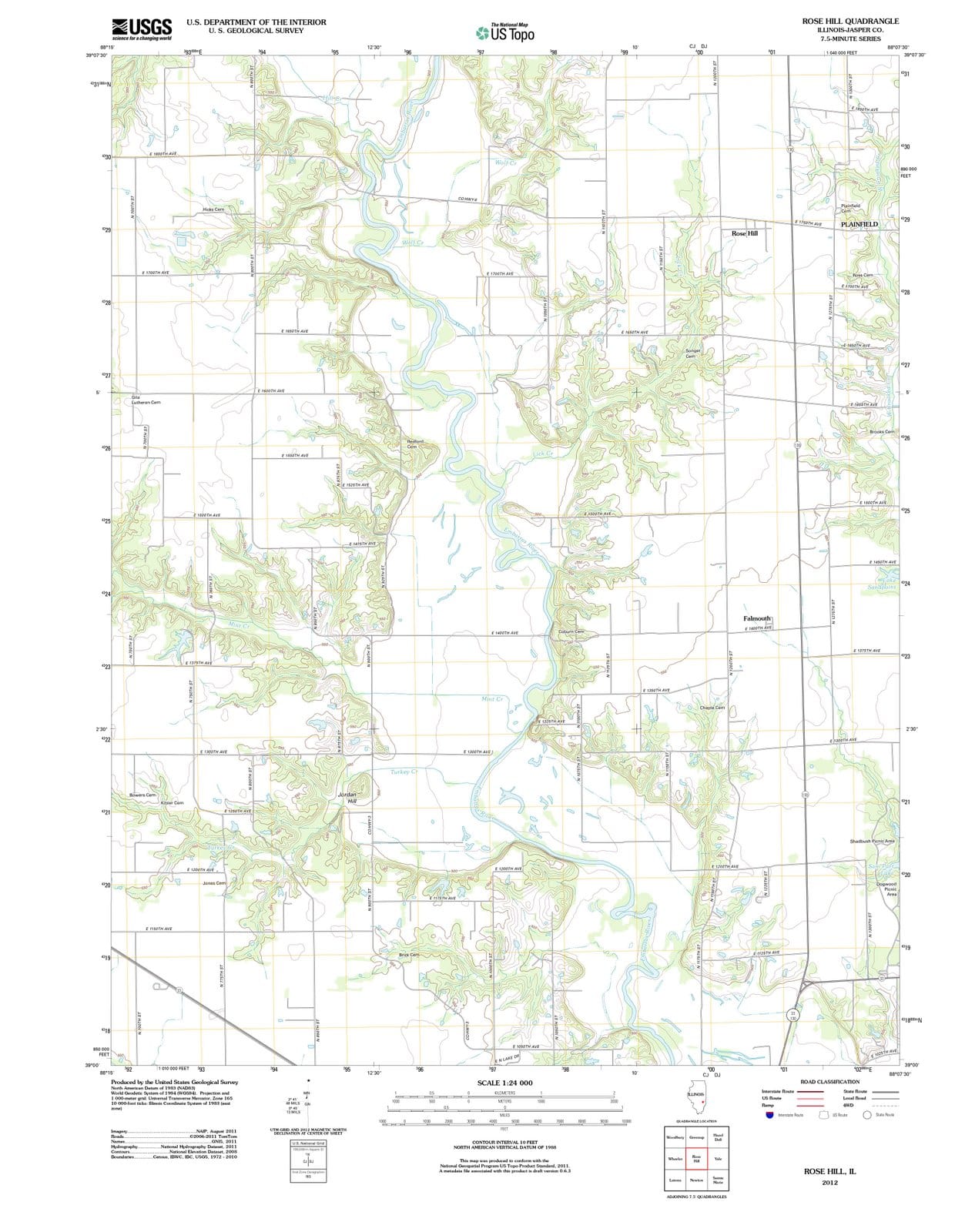 2012 Rose Hill, IL - Illinois - USGS Topographic Map