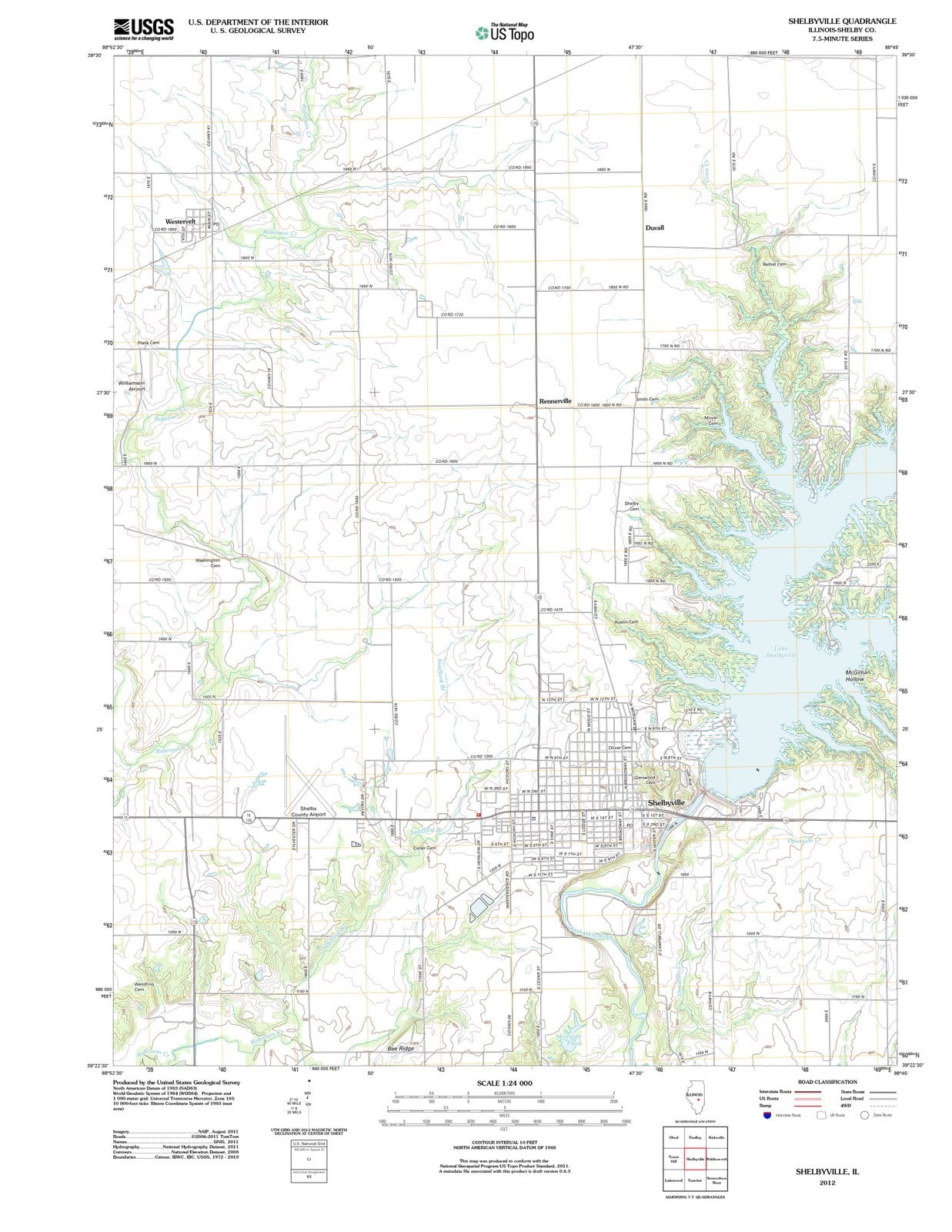 2012 Shelbyville, IL - Illinois - USGS Topographic Map