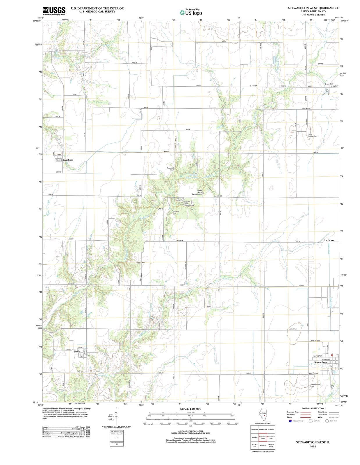 2012 Stewardson West, IL - Illinois - USGS Topographic Map