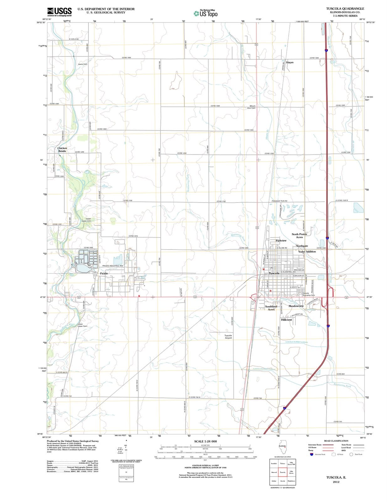 2012 Tuscola, IL - Illinois - USGS Topographic Map