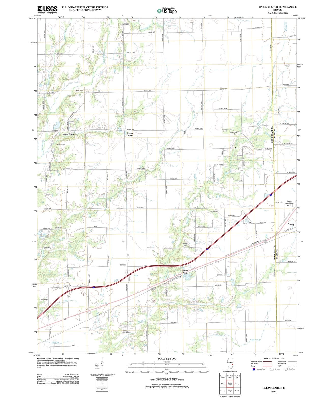 2012 Union Center, IL - Illinois - USGS Topographic Map