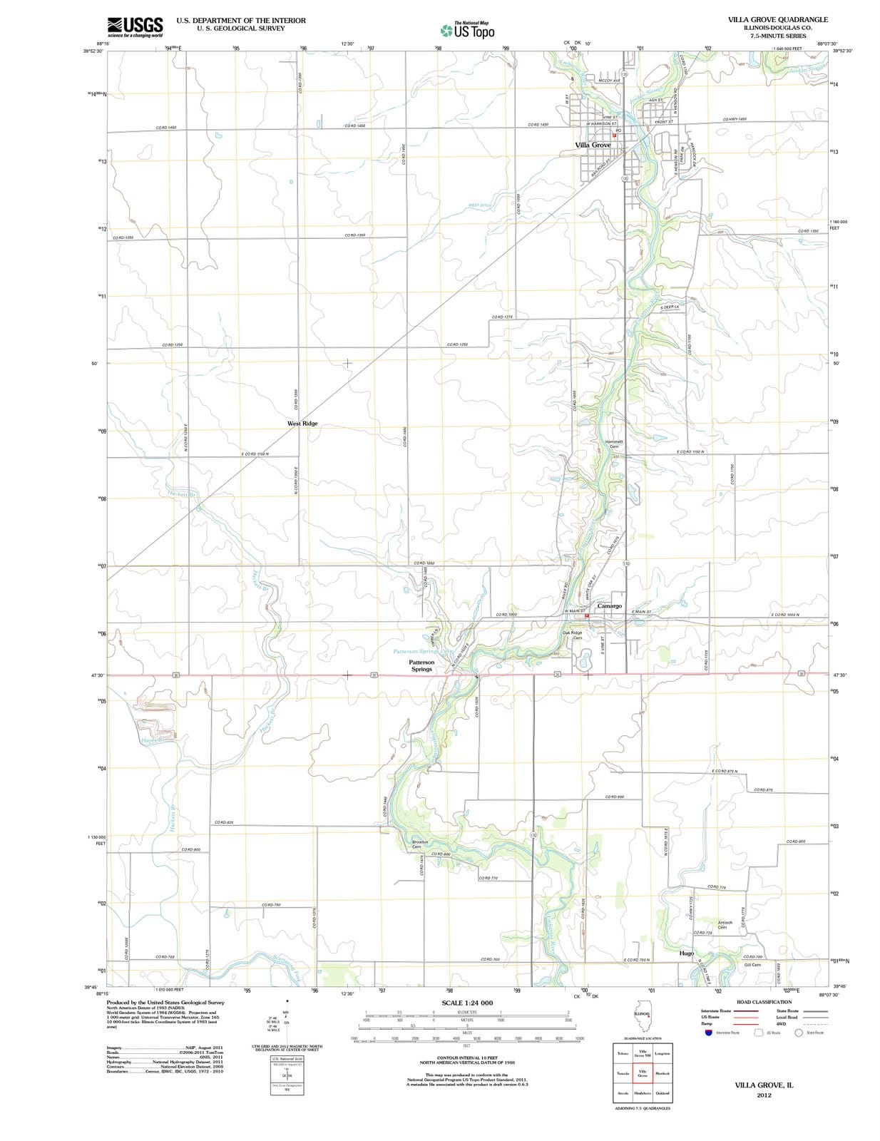 2012 Villa Grove, IL - Illinois - USGS Topographic Map