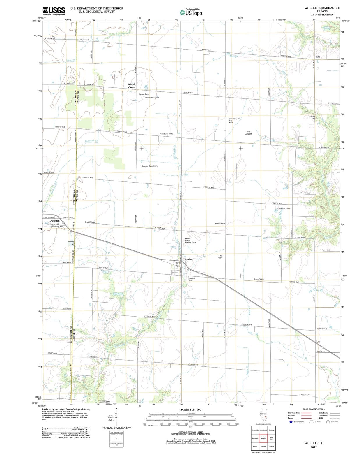2012 Wheeler, IL - Illinois - USGS Topographic Map