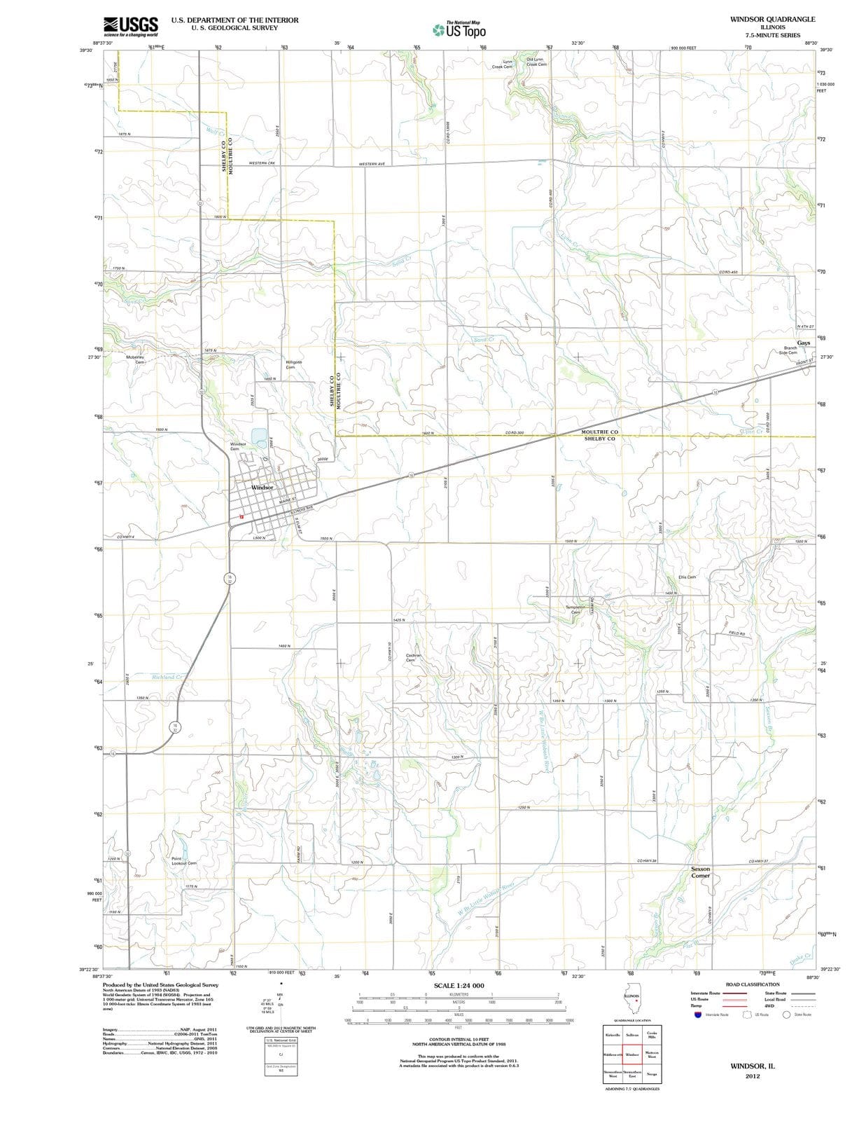 2012 Windsor, IL - Illinois - USGS Topographic Map