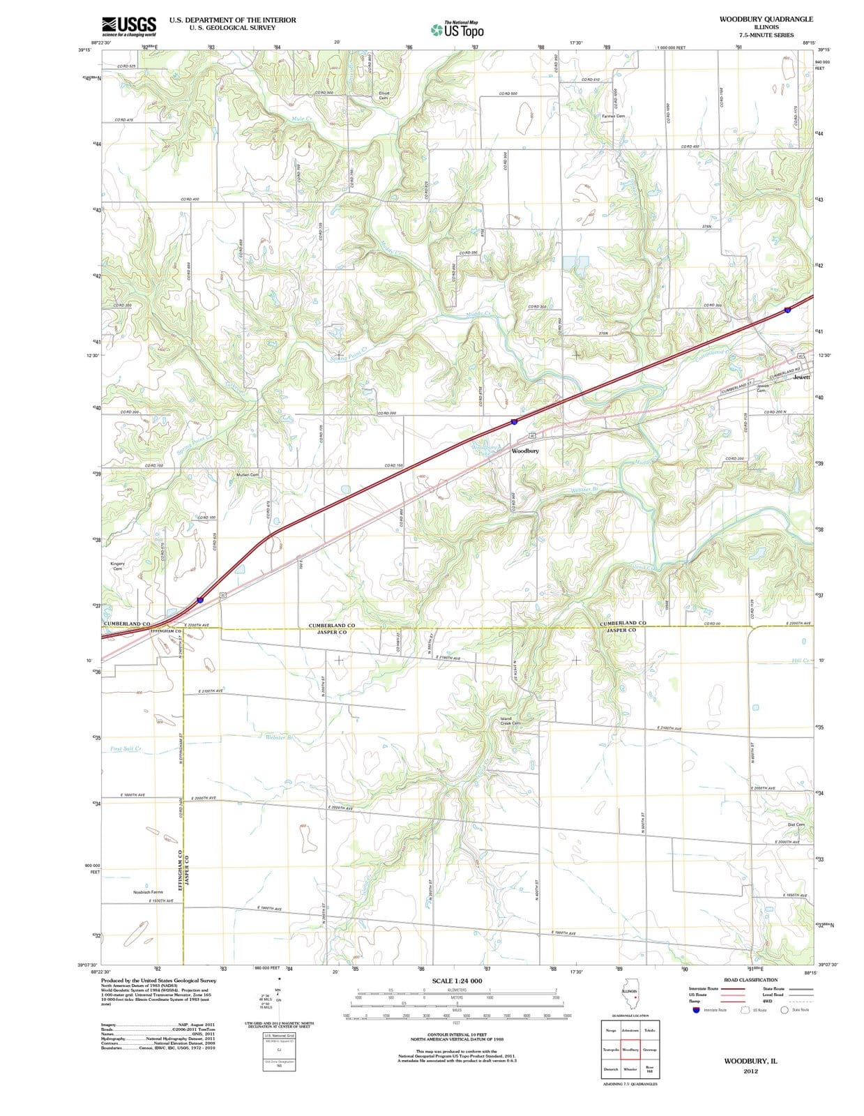 2012 Woodbury, IL - Illinois - USGS Topographic Map