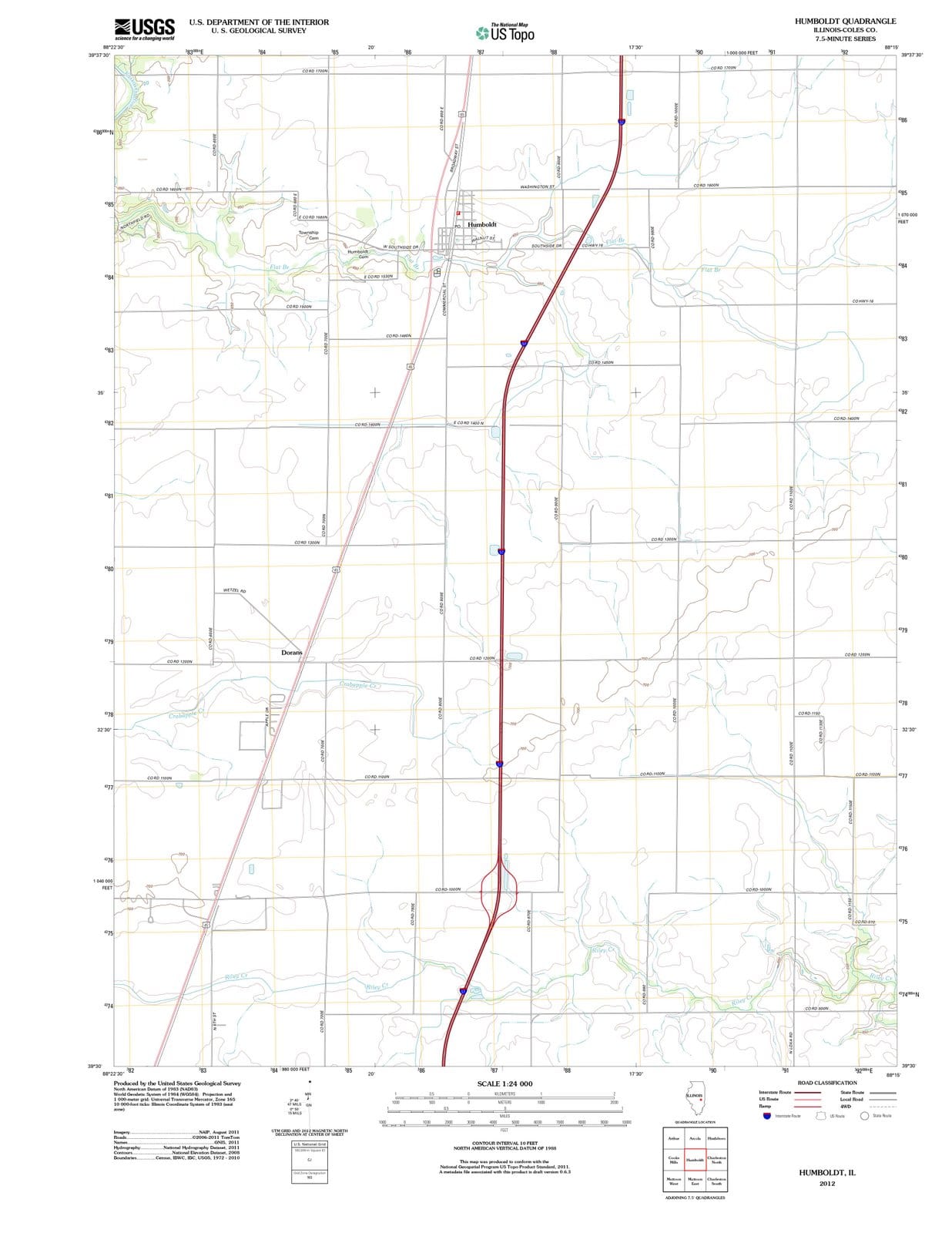 2012 Humboldt, IL - Illinois - USGS Topographic Map