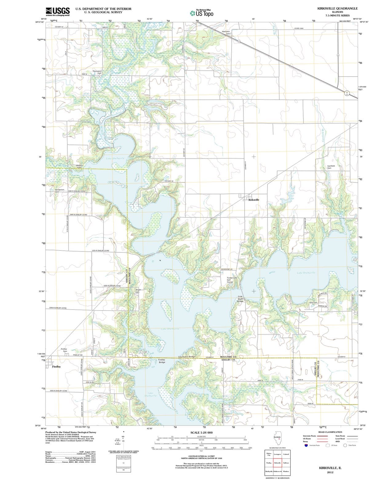 2012 Kirksville, IL - Illinois - USGS Topographic Map