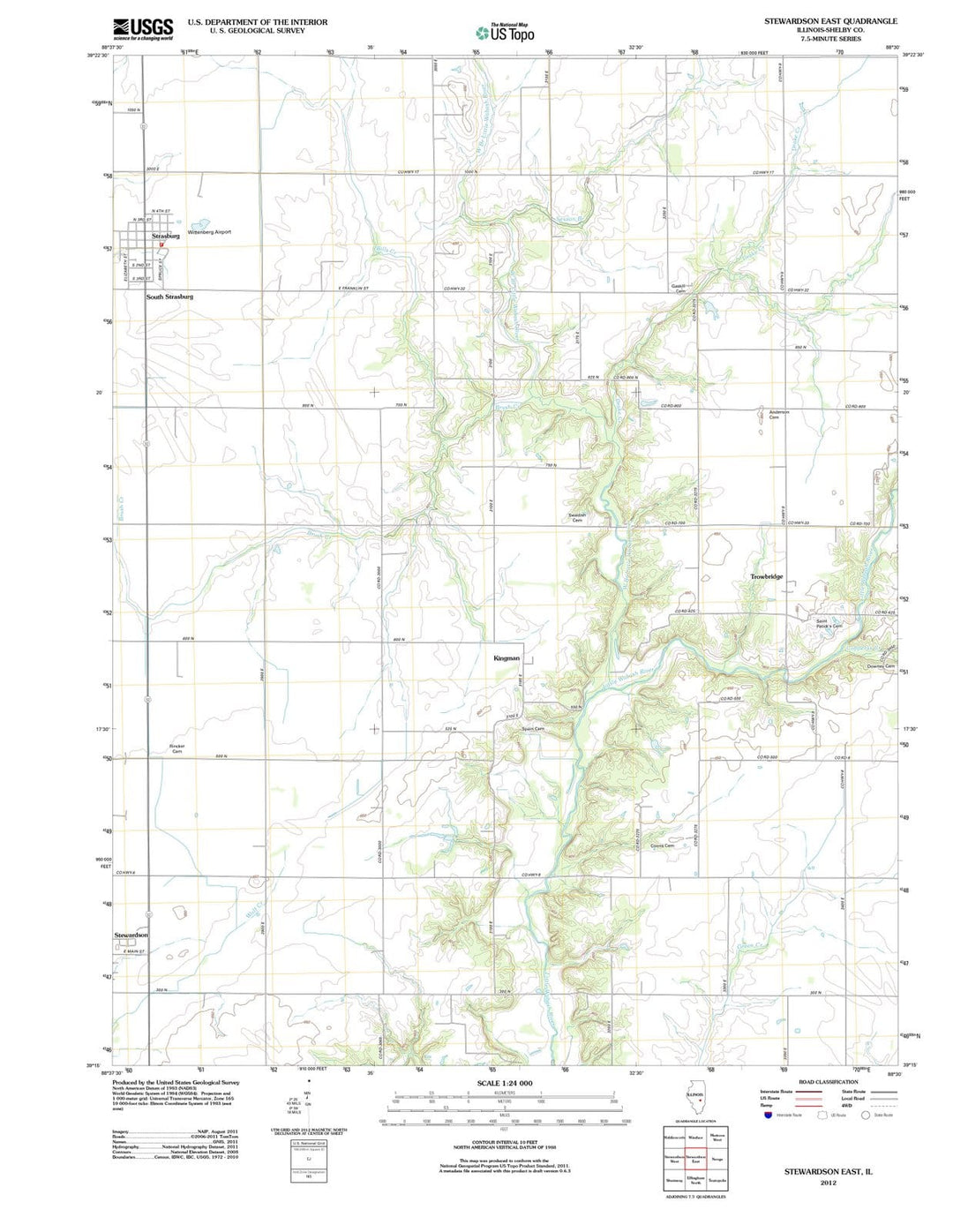 2012 Stewardson East, IL - Illinois - USGS Topographic Map