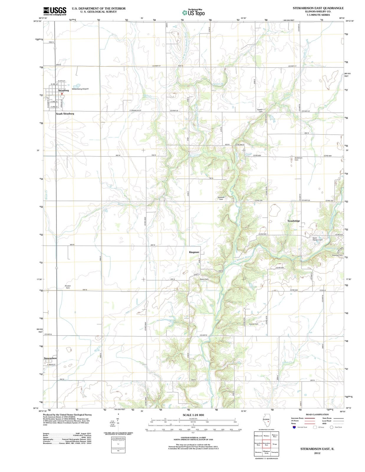 2012 Stewardson East, IL - Illinois - USGS Topographic Map