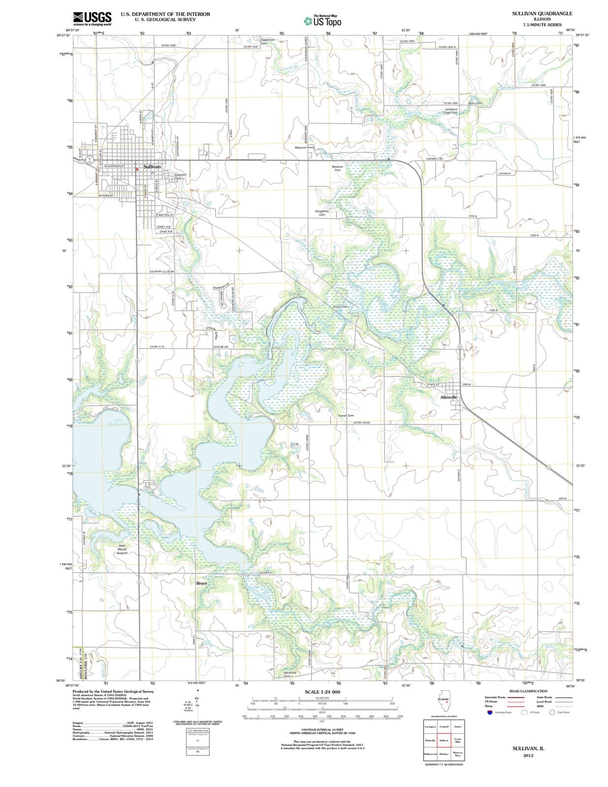 2012 Sullivan, IL - Illinois - USGS Topographic Map