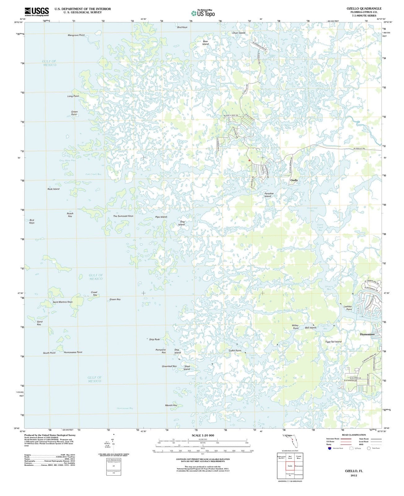 2012 Ozello, FL - Florida - USGS Topographic Map