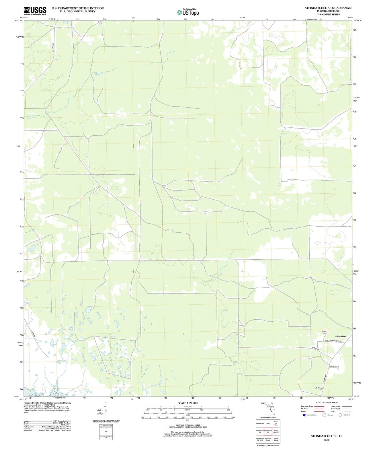 2012 Steinhatchee, FL - Florida - USGS Topographic Map v2