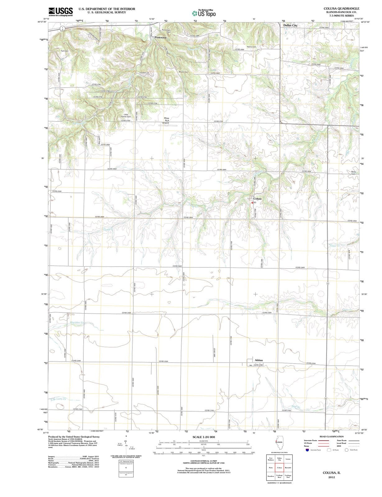2012 Colusa, IL - Illinois - USGS Topographic Map