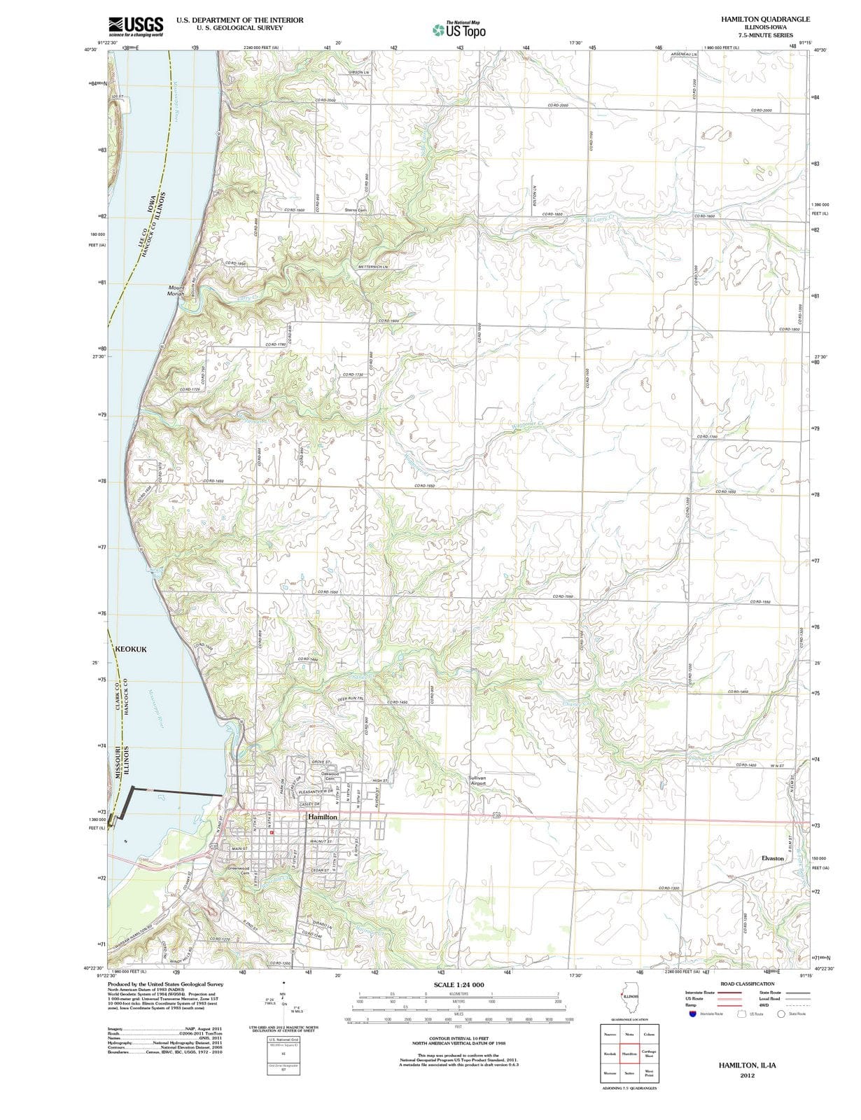 2012 Hamilton, IL - Illinois - USGS Topographic Map