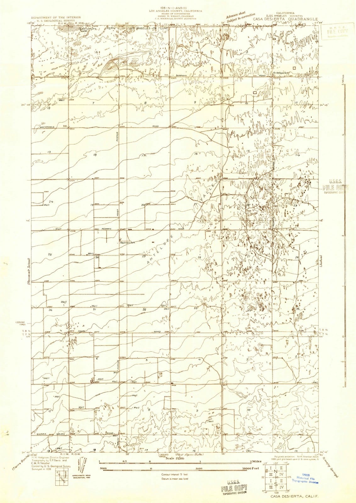 1930 Casaesierta, CA - California - USGS Topographic Map