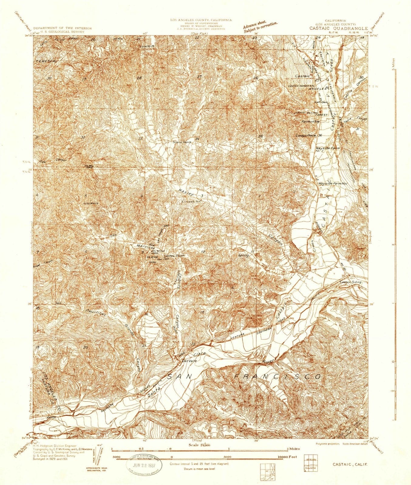 1931 Castaic, CA - California - USGS Topographic Map