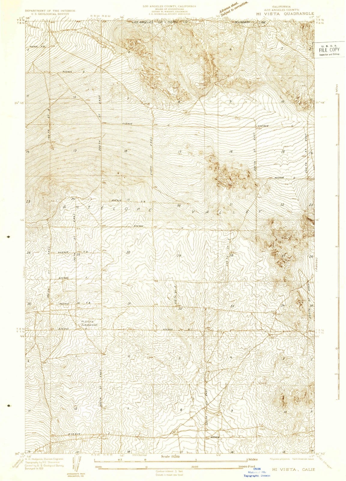 1931 Vista, CA - California - USGS Topographic Map