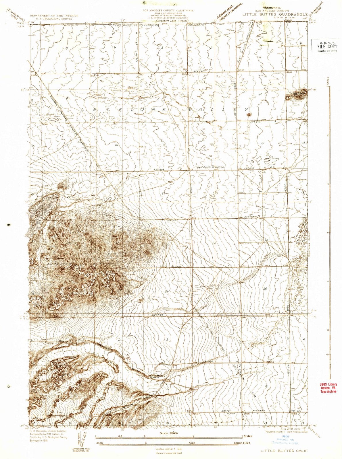1931 Little Buttes, CA - California - USGS Topographic Map