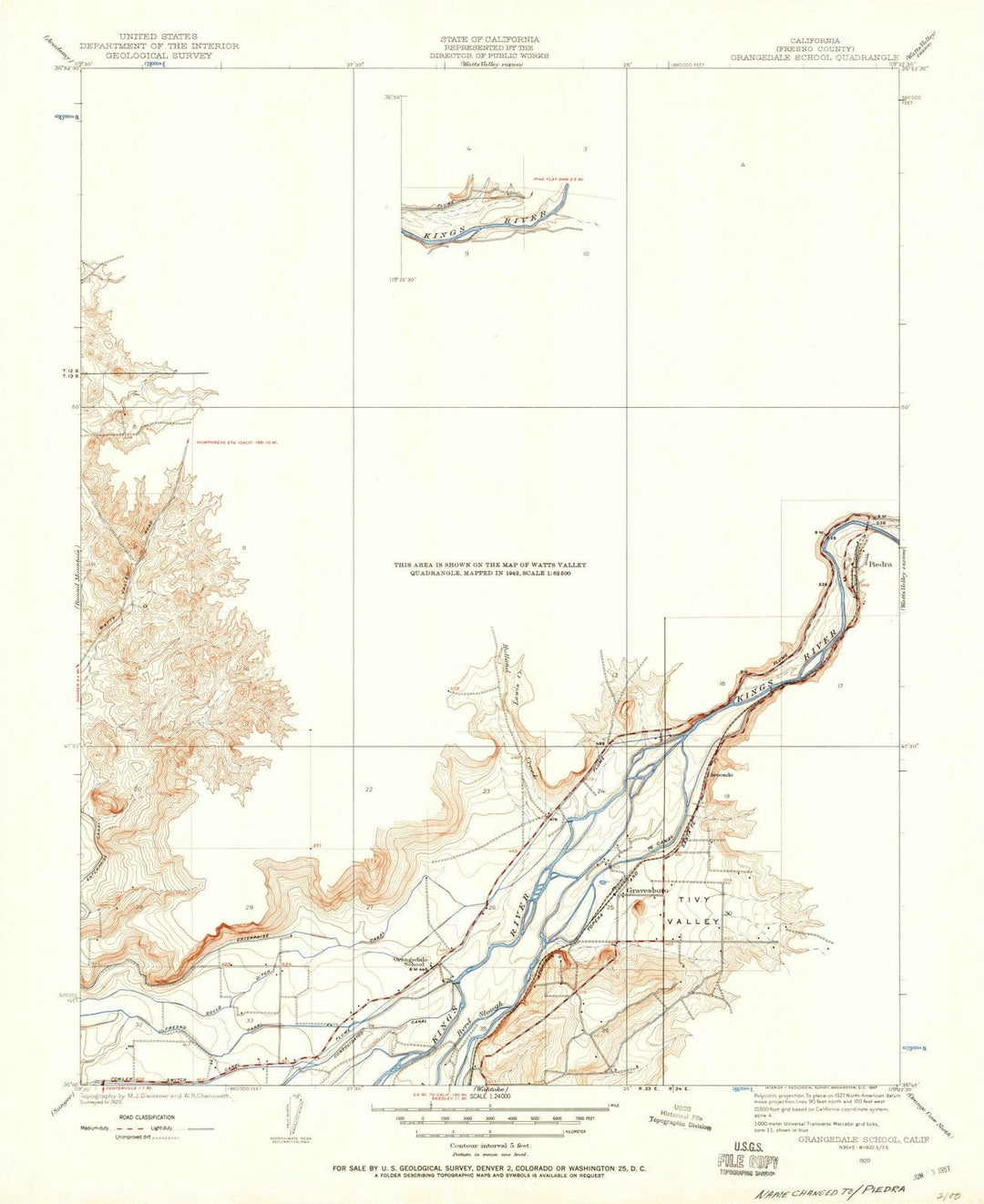 1920 Orangedale School, CA - California - USGS Topographic Map