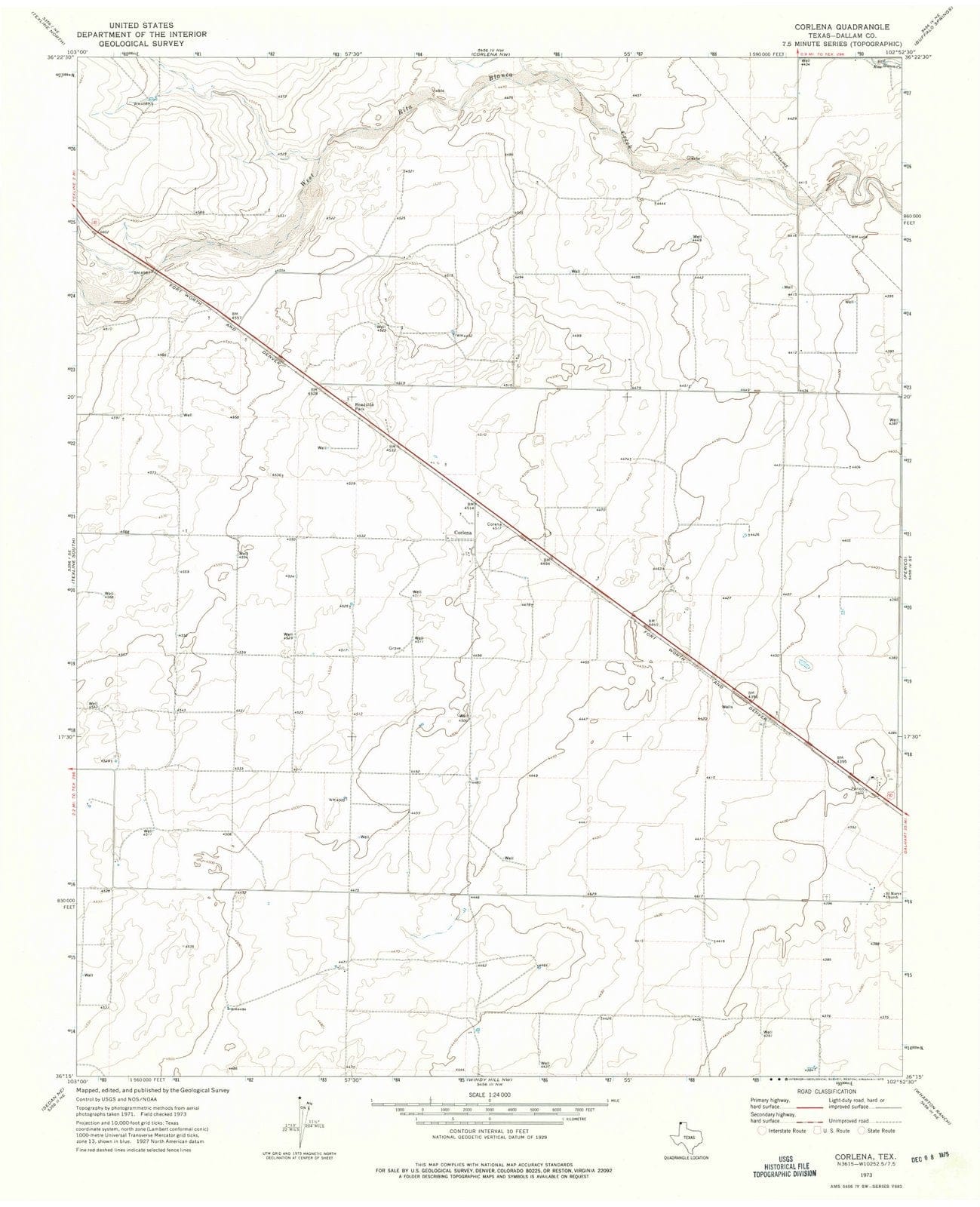 1973 Corlena, TX - Texas - USGS Topographic Map v2