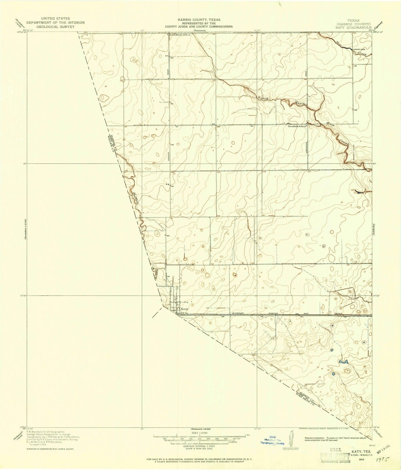1915 Katy, TX - Texas - USGS Topographic Map