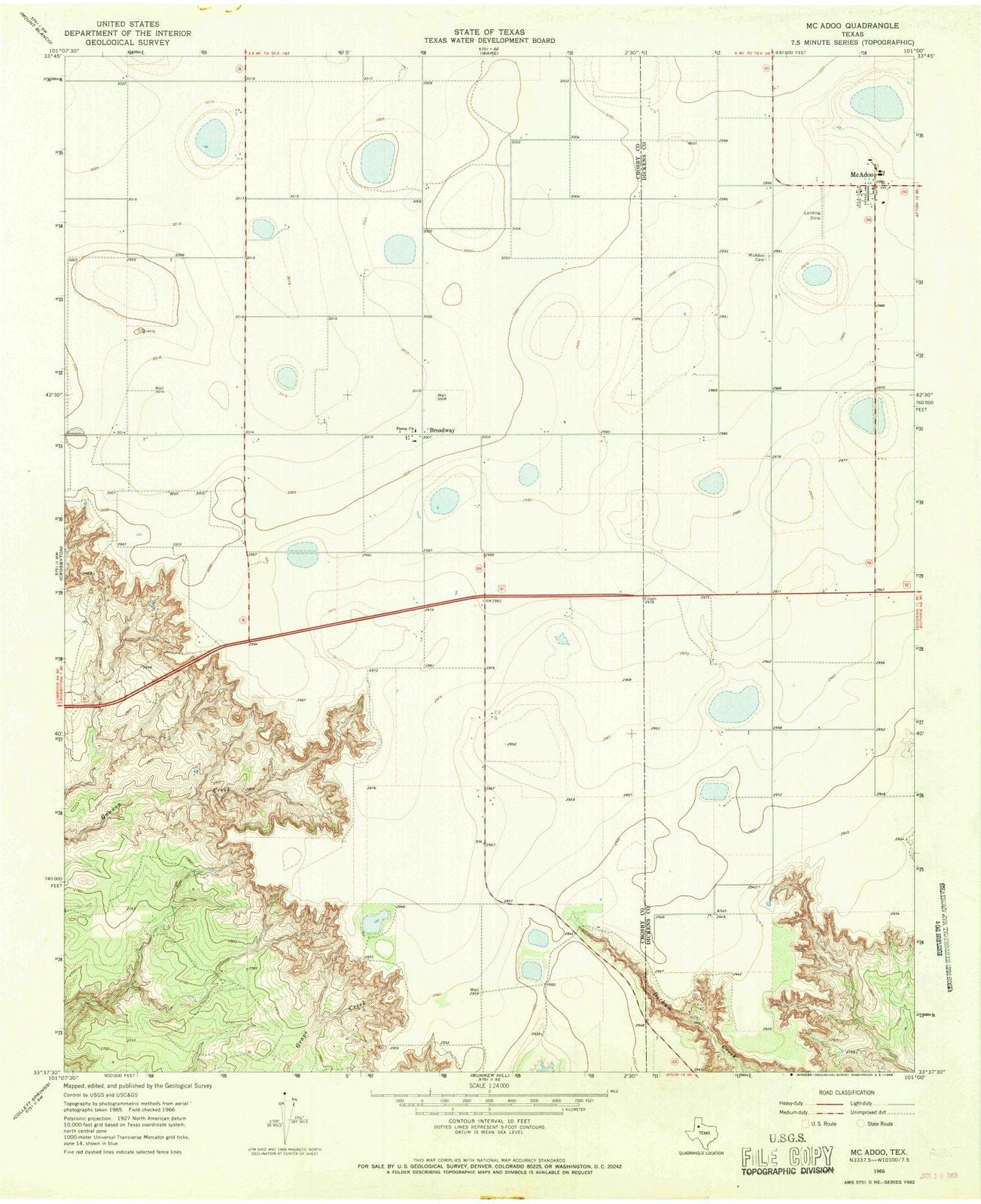 1966 McAdoo, TX - Texas - USGS Topographic Map