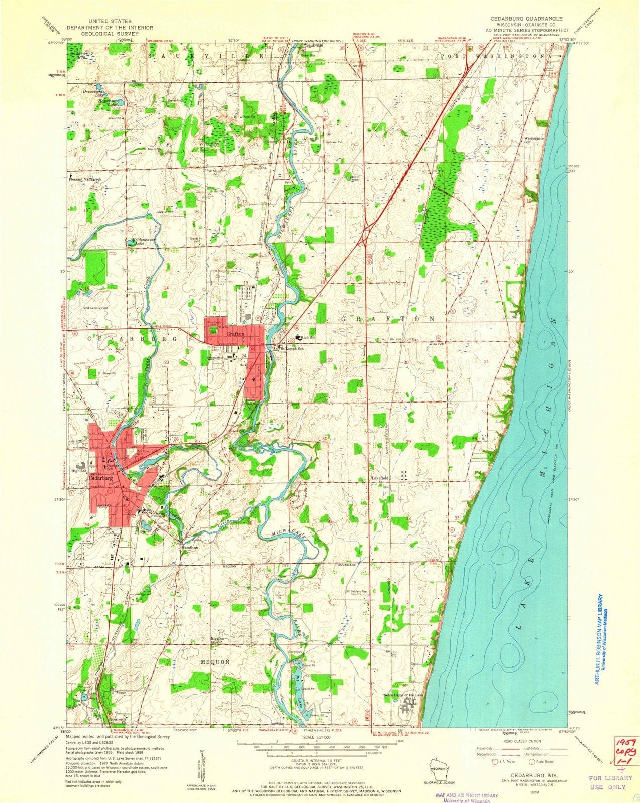 1959 Cedarburg, WI - Wisconsin - USGS Topographic Map