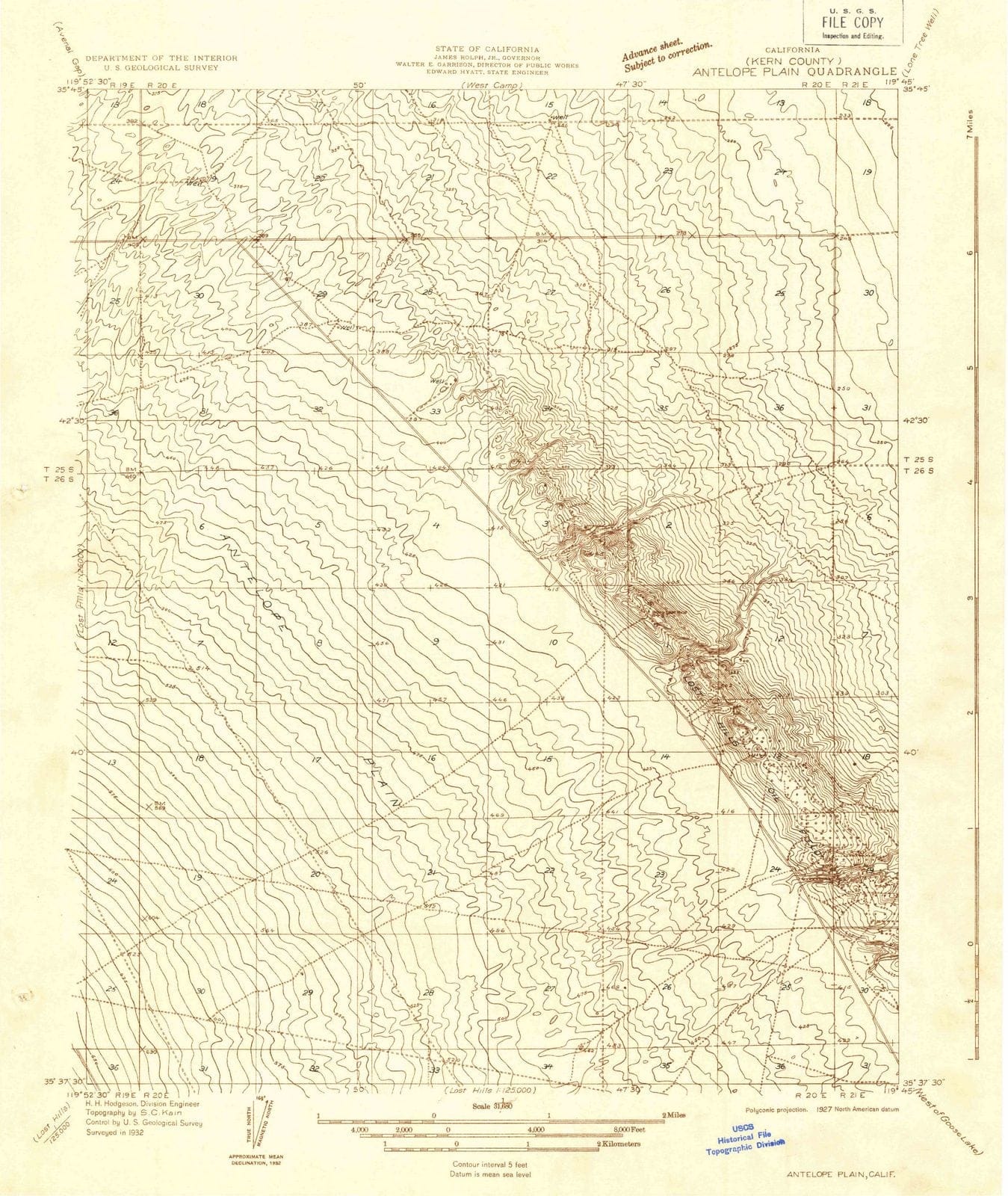 1932 Antelope Plain, CA - California - USGS Topographic Map