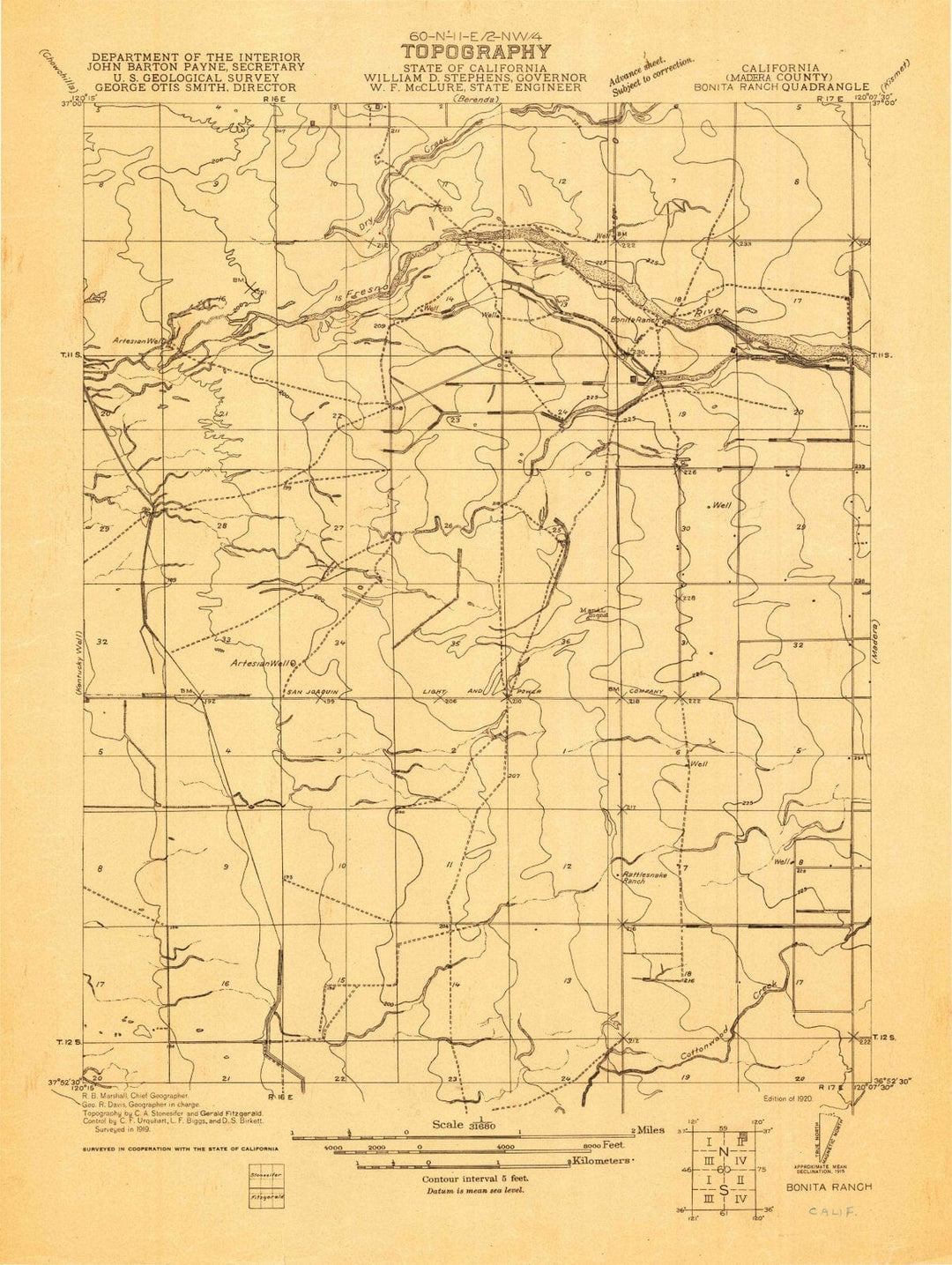 1920 Bonita Ranch, CA - California - USGS Topographic Map