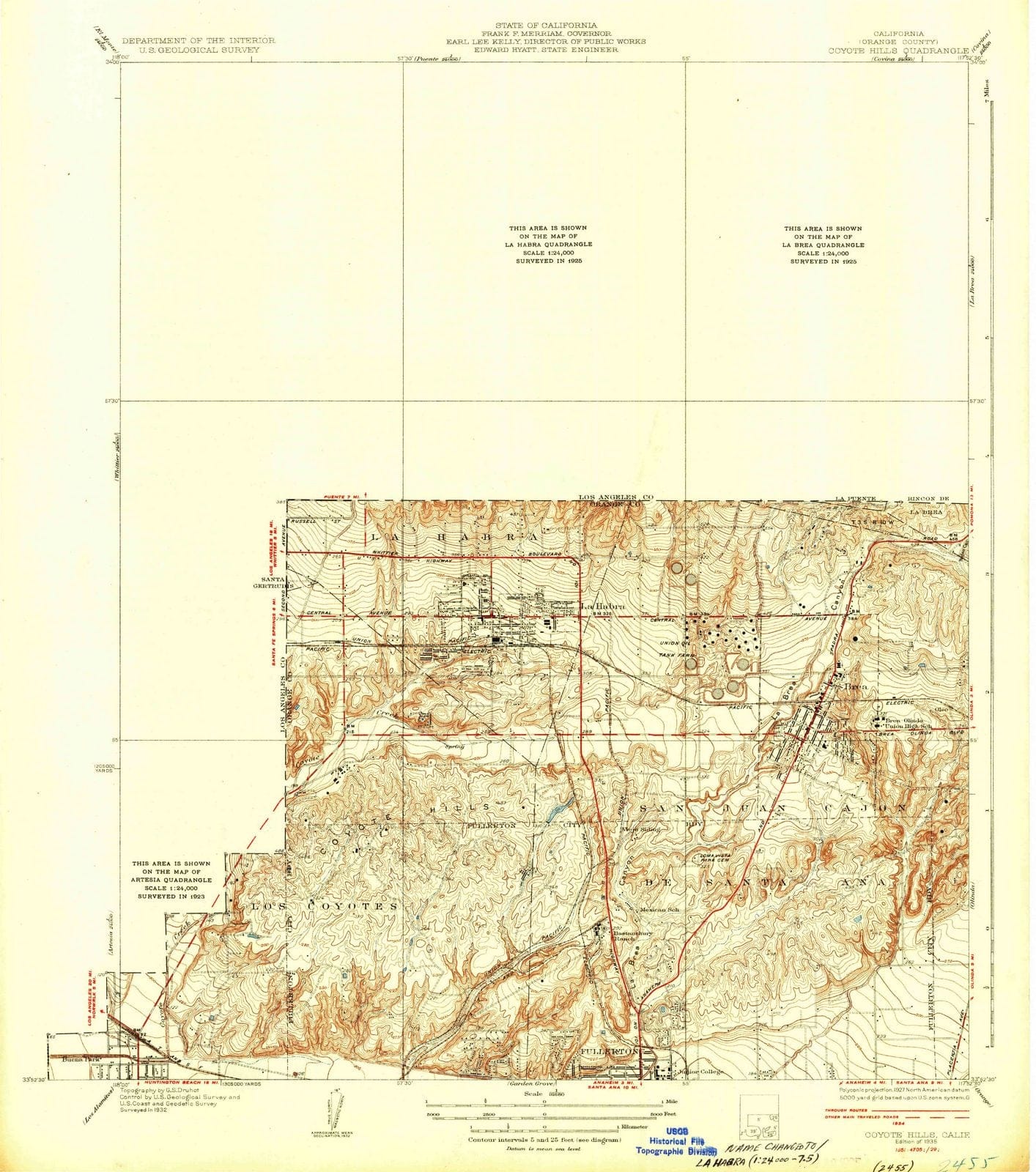 1935 Coyote Hills, CA - California - USGS Topographic Map