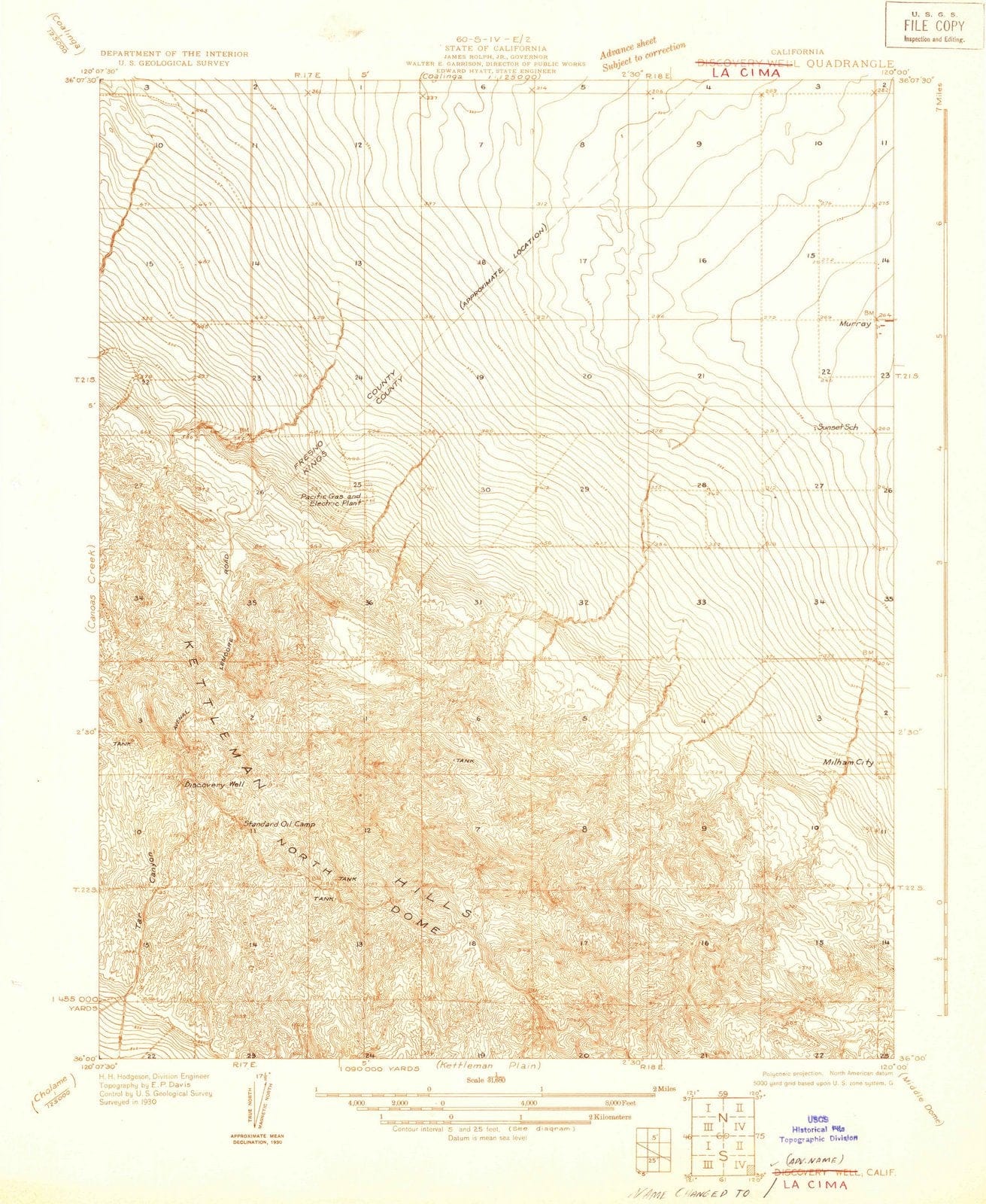 1930 Discovery Well, CA - California - USGS Topographic Map