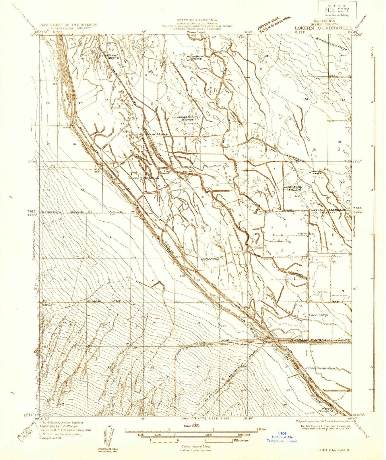 1931 Lokern, CA - California - USGS Topographic Map
