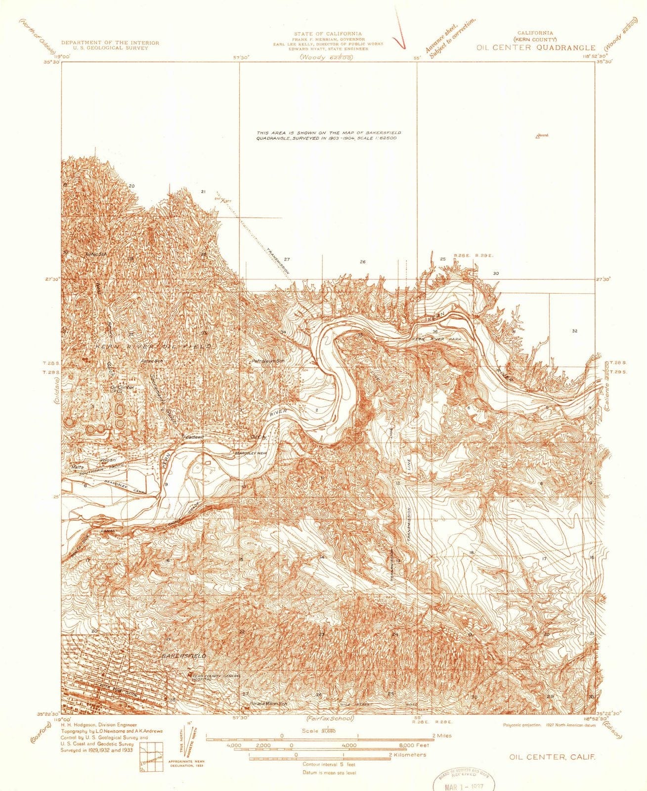 1933 Oil Center, CA - California - USGS Topographic Map