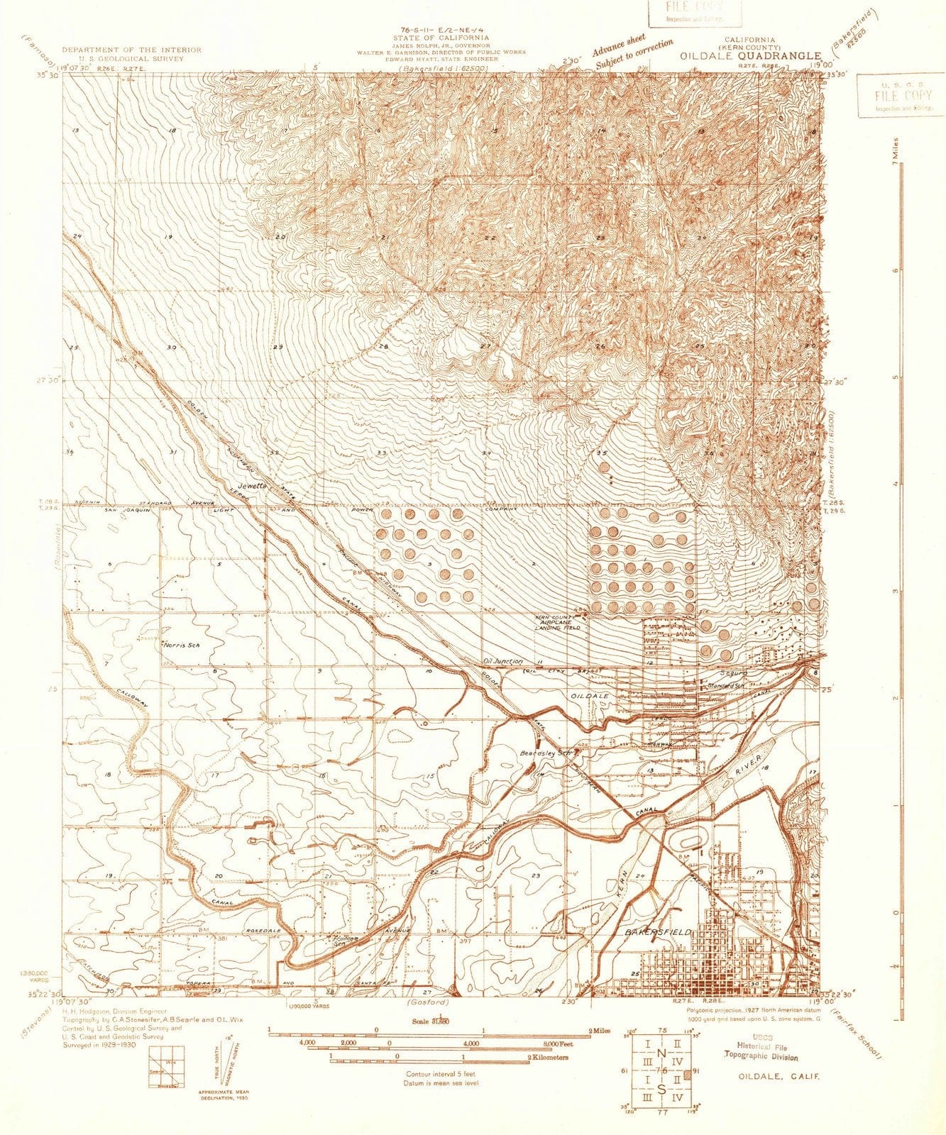 1930 Oildale, CA - California - USGS Topographic Map
