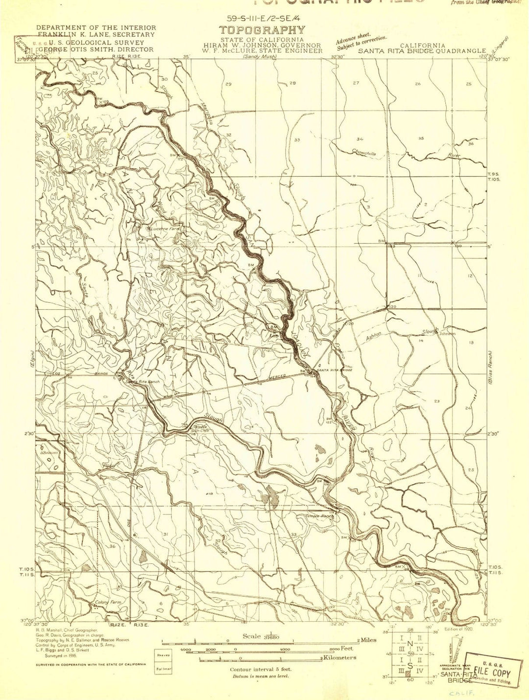 1920 Santa Rita Bridge, CA - California - USGS Topographic Map