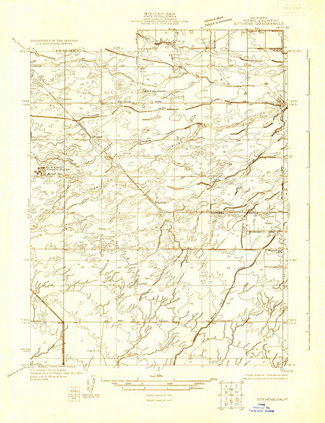 1929 Stevens, CA - California - USGS Topographic Map