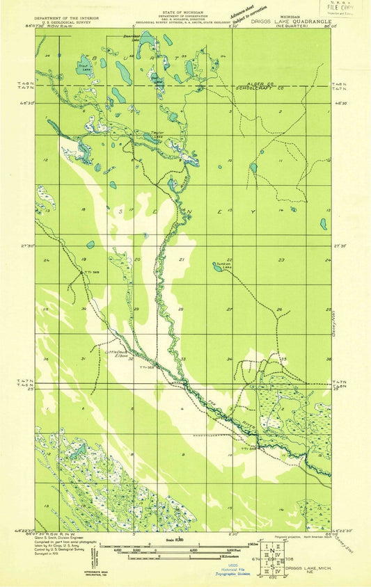1931 Driggs Lake, MI - Michigan - USGS Topographic Map v3