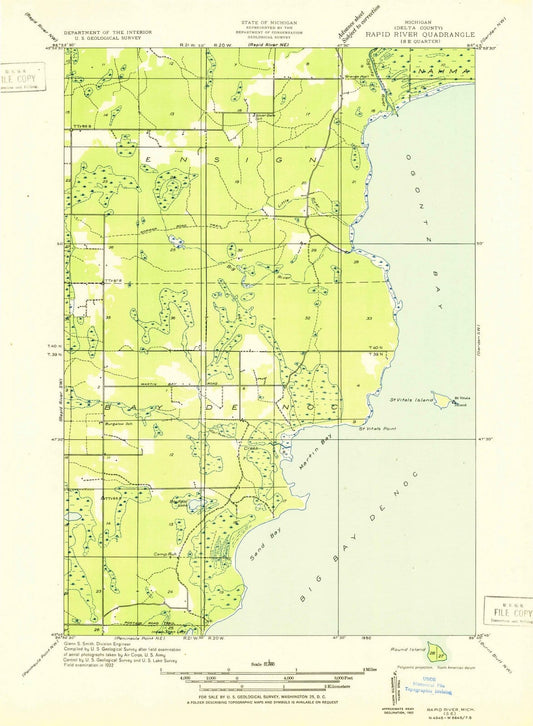 1932 Rapid River, MI - Michigan - USGS Topographic Map