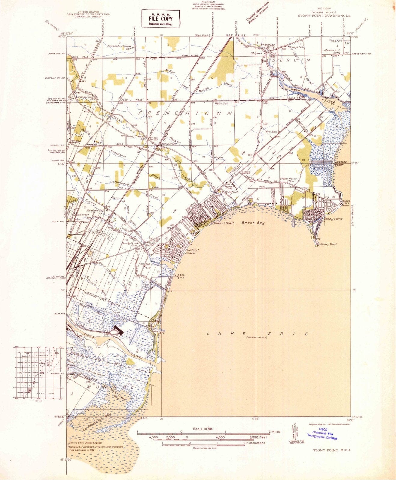 1936 Stony Point, MI - Michigan - USGS Topographic Map
