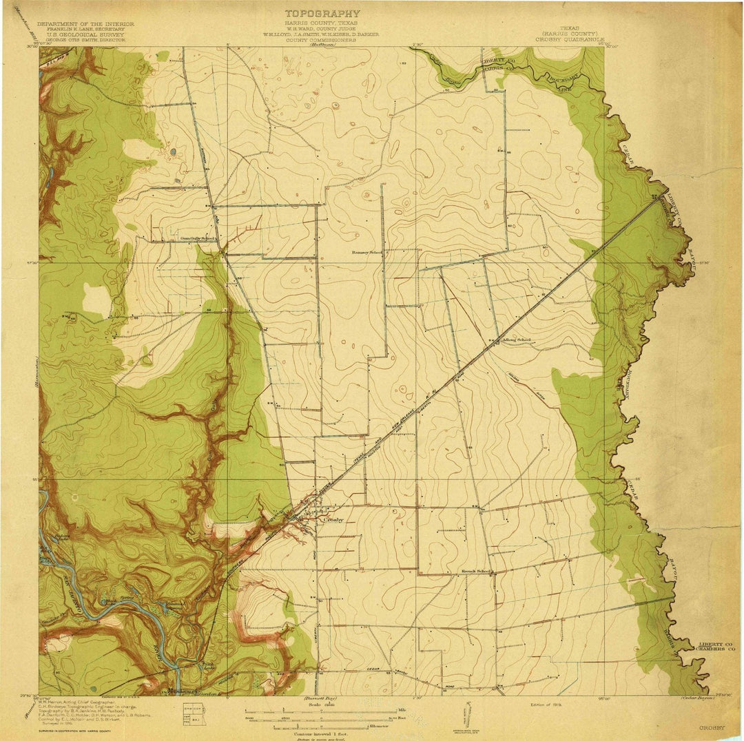1919 Crosby, TX - Texas - USGS Topographic Map