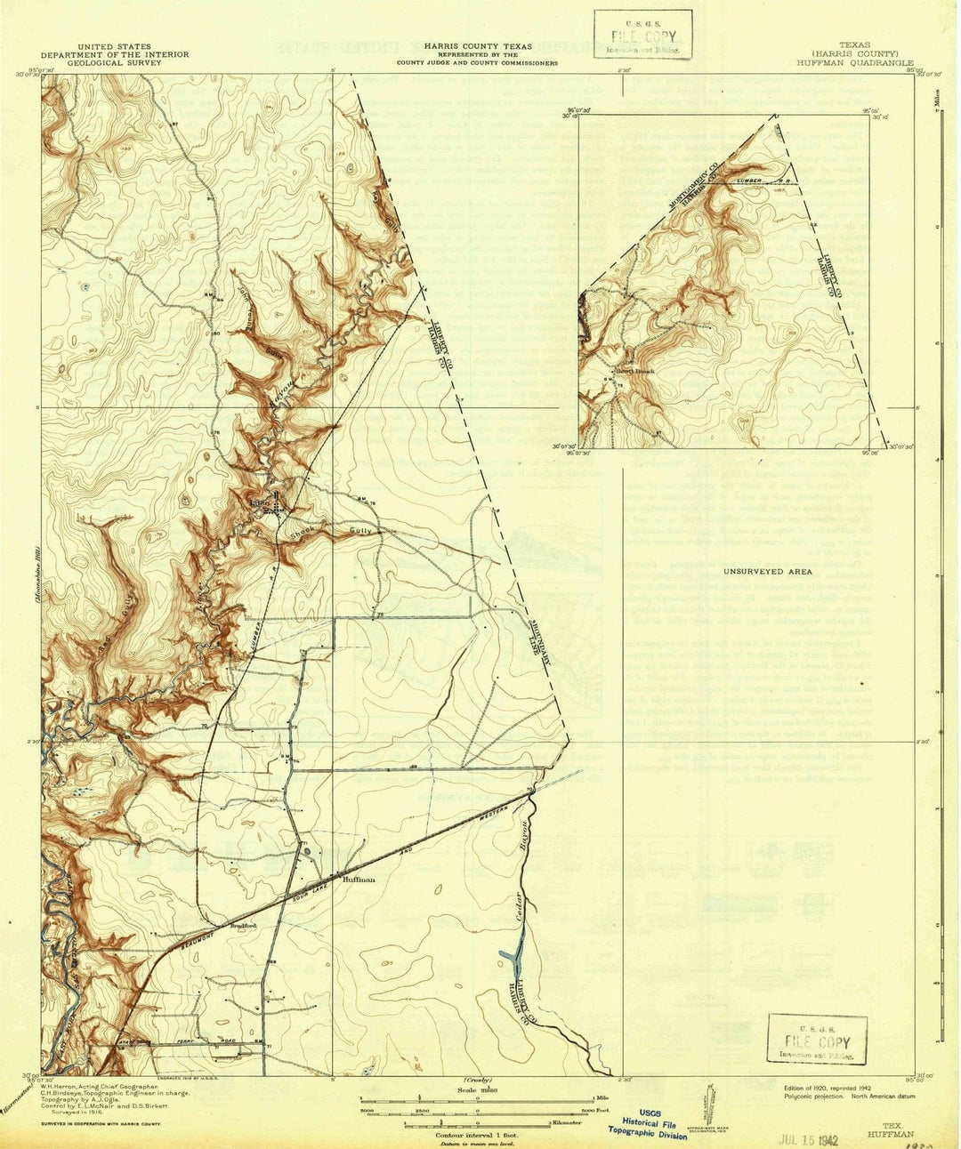 1920 Huffman, TX - Texas - USGS Topographic Map