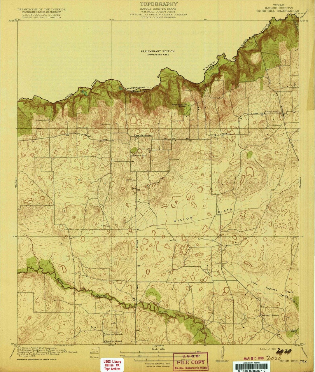 1920 Rose Hill, TX - Texas - USGS Topographic Map