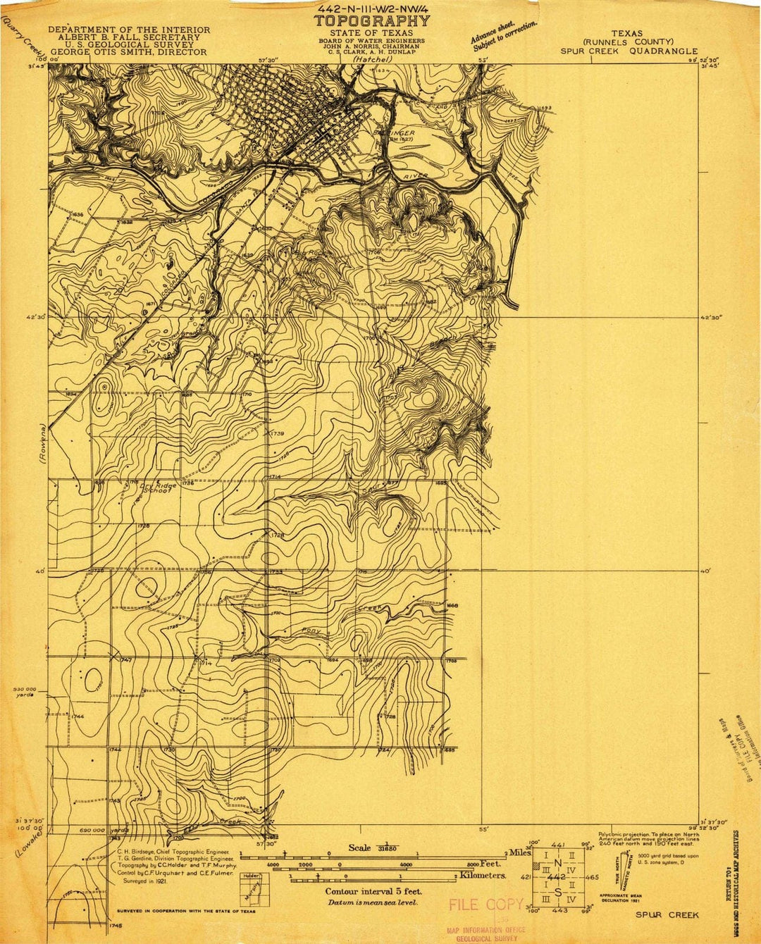 1921 Spur Creek, TX - Texas - USGS Topographic Map
