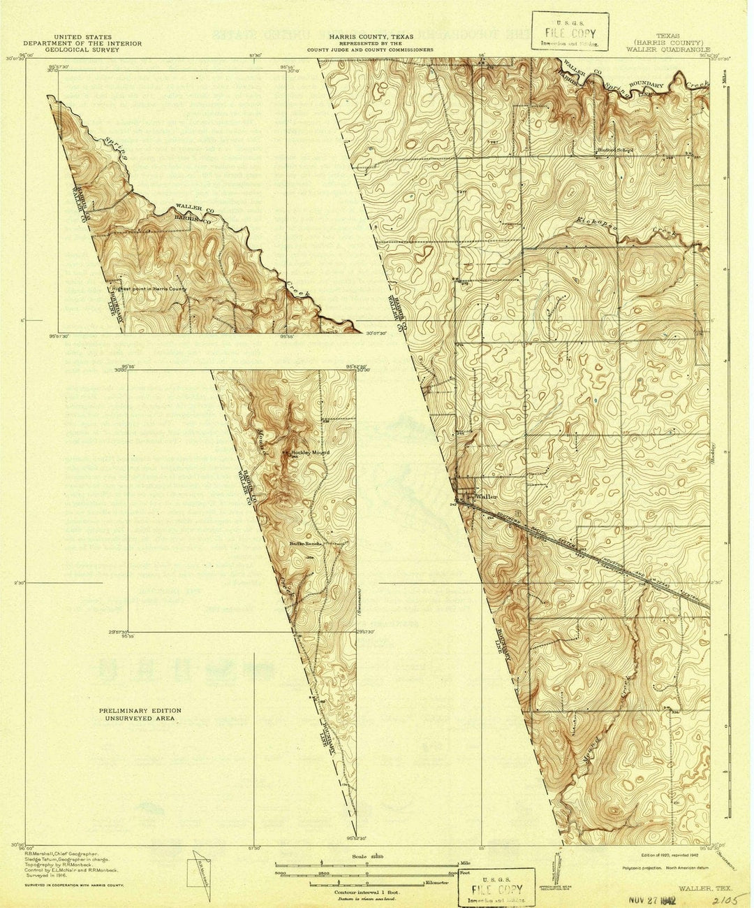 1920 Waller, TX - Texas - USGS Topographic Map