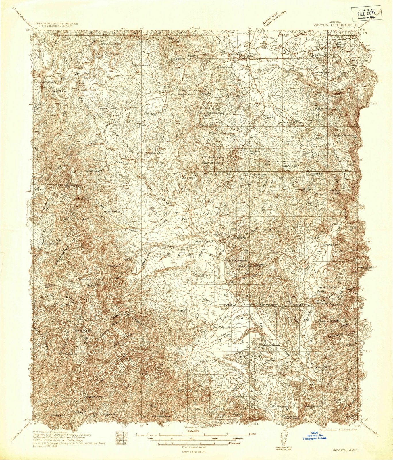 1936 Payson, AZ - Arizona - USGS Topographic Map v2