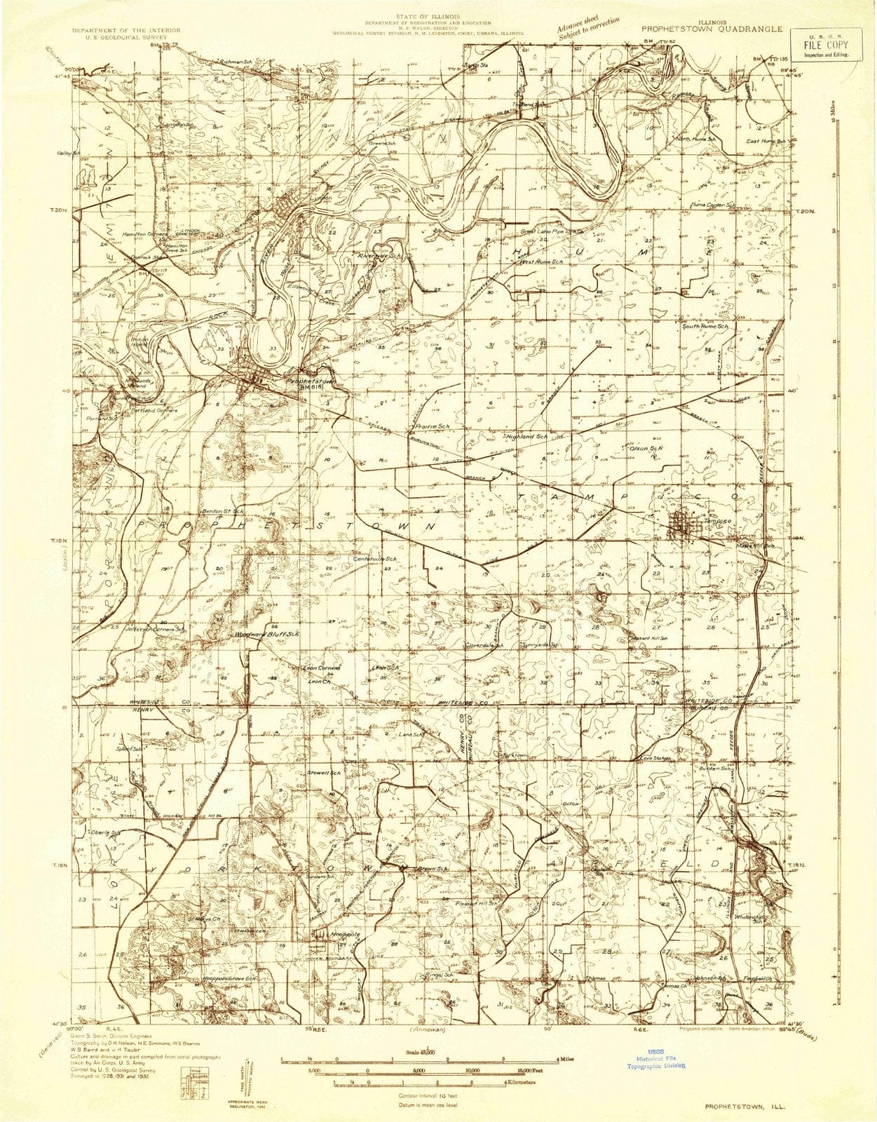 1932 Prophetstown, IL - Illinois - USGS Topographic Map