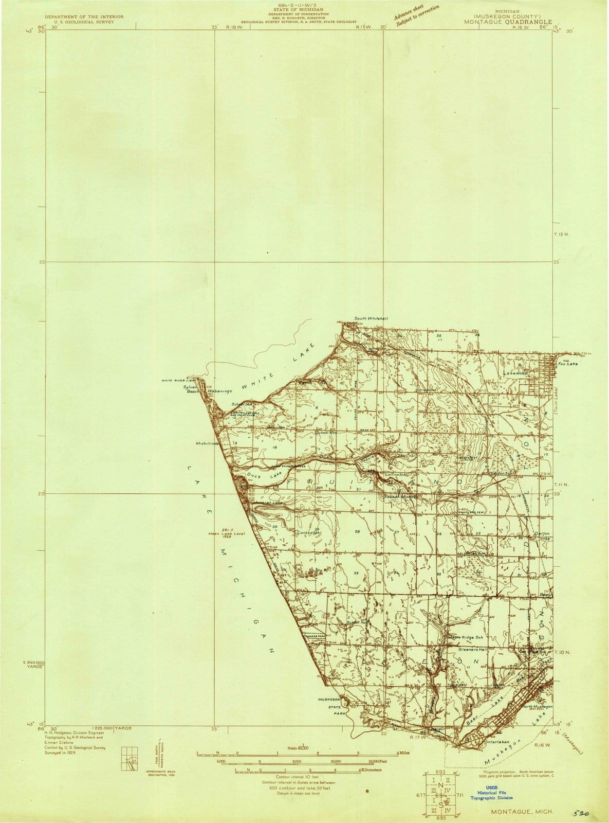 1929 Montague, MI - Michigan - USGS Topographic Map