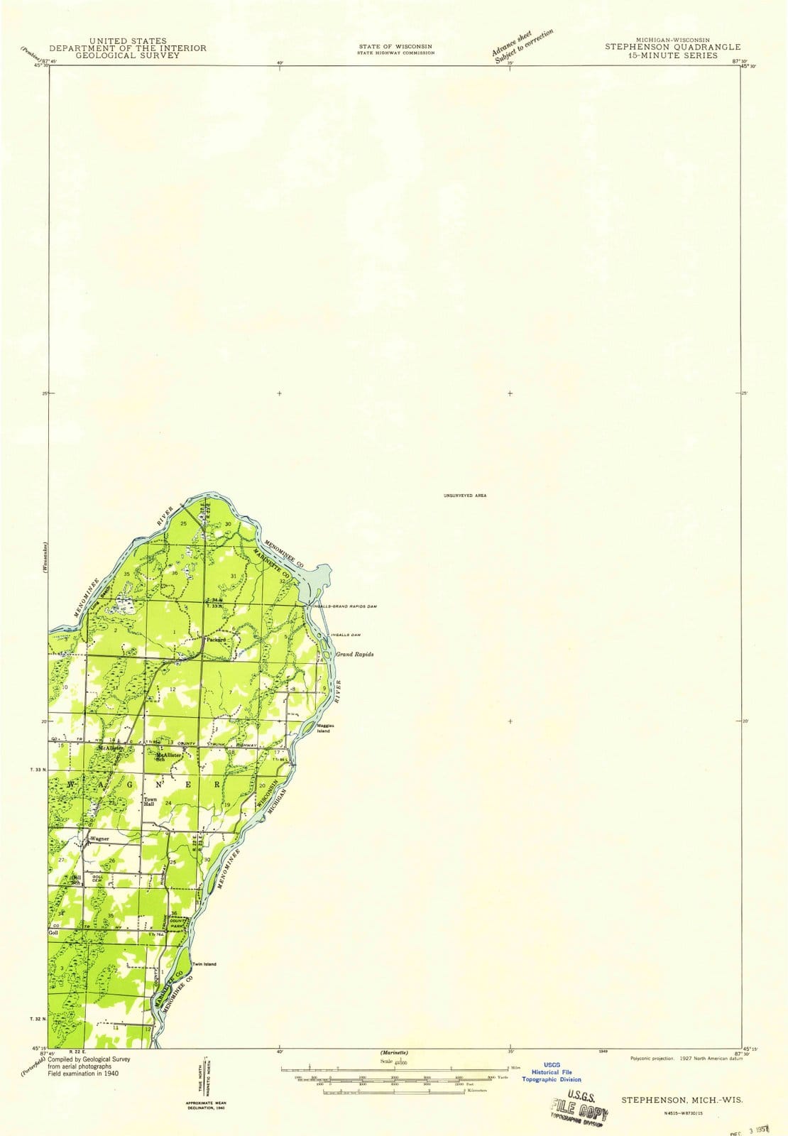 1949 Stephenson, MI - Michigan - USGS Topographic Map